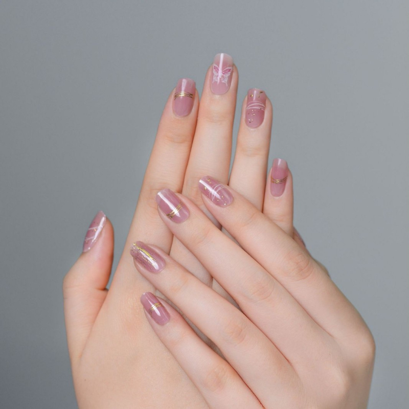 XT Nagu uzlīmes ar tauriņa rakstu – UV gēla nagu uzlīmes, daļēji sacietējošas, pilns pārklājums