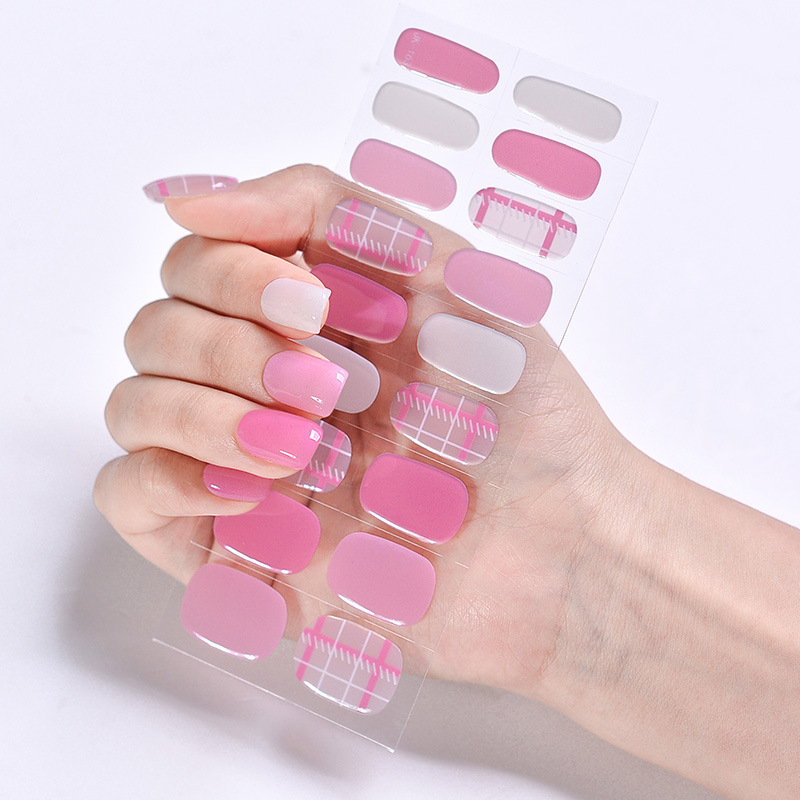 UV žele nagu uzlīmes – raksts plaid un reljefs, daļēji cietas, 15 g, zīmols X.T, stils Sweet Cool / Insta