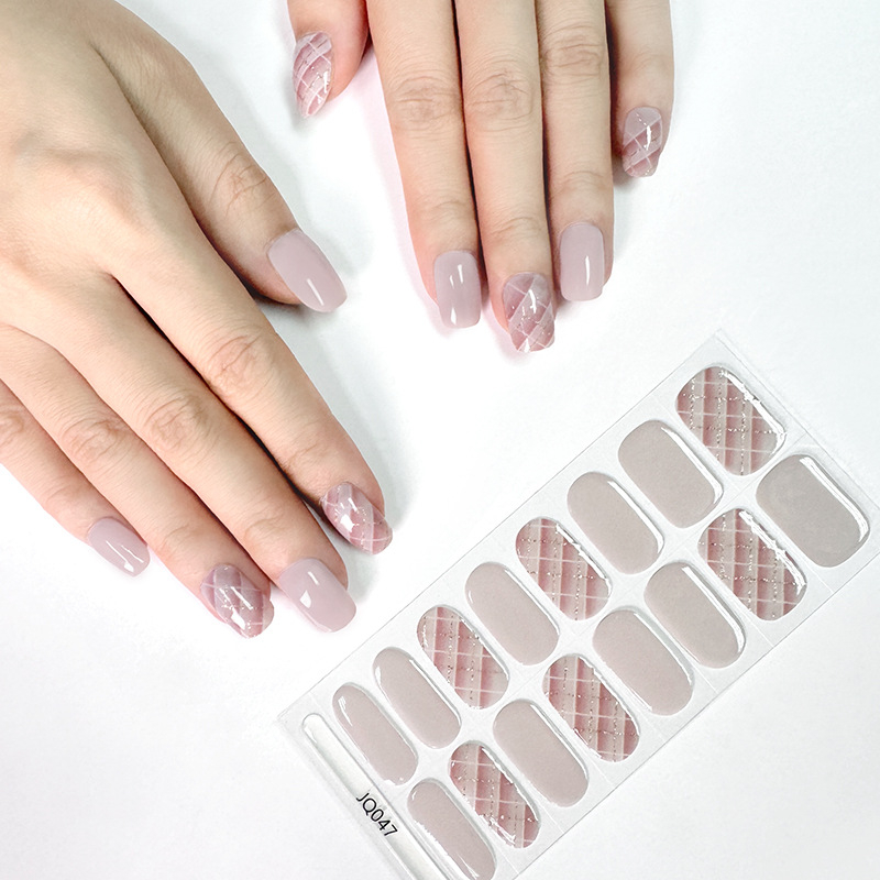 UV žele nagu uzlīmes – raksts plaid un reljefs, daļēji cietas, 15 g, zīmols X.T, stils Sweet Cool / Insta