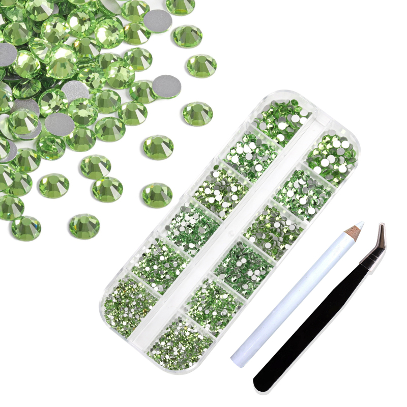 Σετ στρας νυχιών με 12 διαμερίσματα σε κουτί, σειρά DIY, μοτίβο μπλοκ, γλυκό και απλό στυλ, OEM