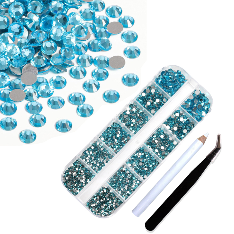 Σετ στρας νυχιών με 12 διαμερίσματα σε κουτί, σειρά DIY, μοτίβο μπλοκ, γλυκό και απλό στυλ, OEM