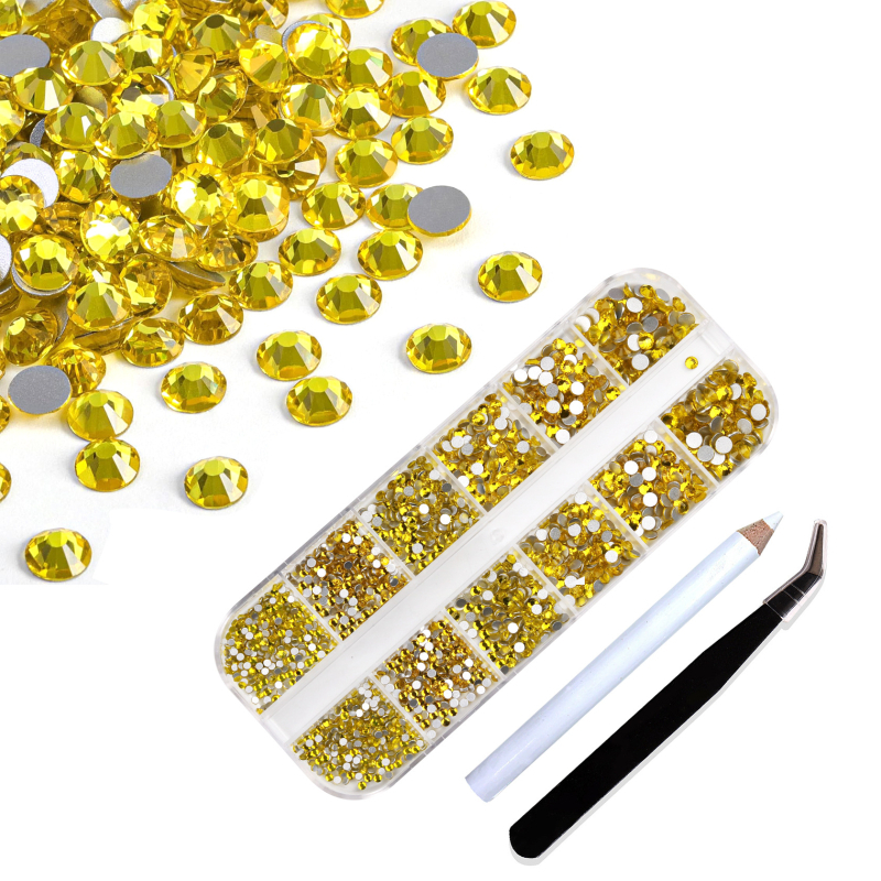 Σετ στρας νυχιών με 12 διαμερίσματα σε κουτί, σειρά DIY, μοτίβο μπλοκ, γλυκό και απλό στυλ, OEM