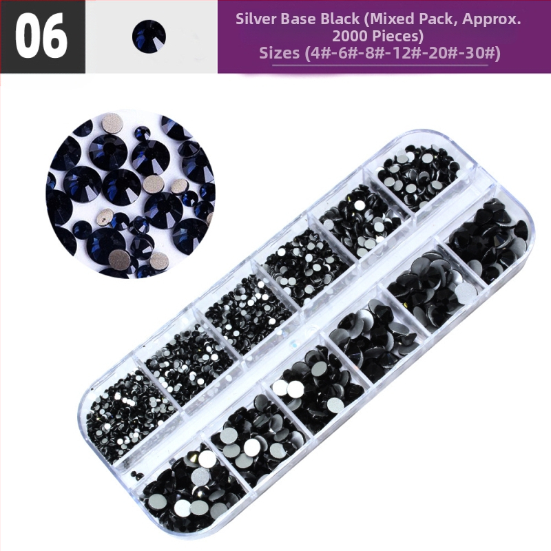 Σετ στρας νυχιών με 12 διαμερίσματα σε κουτί, σειρά DIY, μοτίβο μπλοκ, γλυκό και απλό στυλ, OEM