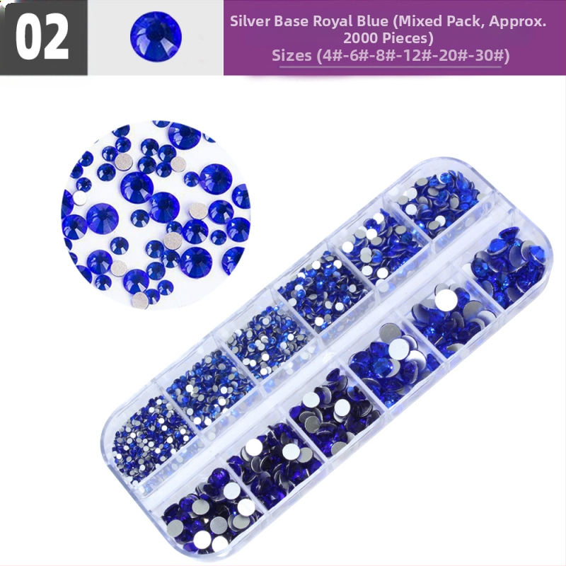 Σετ στρας νυχιών με 12 διαμερίσματα σε κουτί, σειρά DIY, μοτίβο μπλοκ, γλυκό και απλό στυλ, OEM