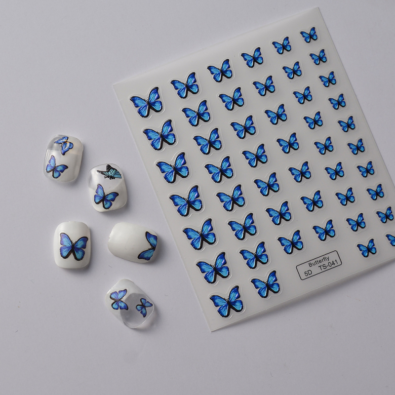 Nagu uzlīmes ar taureņu rakstu, 5D līme, ultra plānas, bez atlikumiem, dekoratīvās nagu uzlīmes