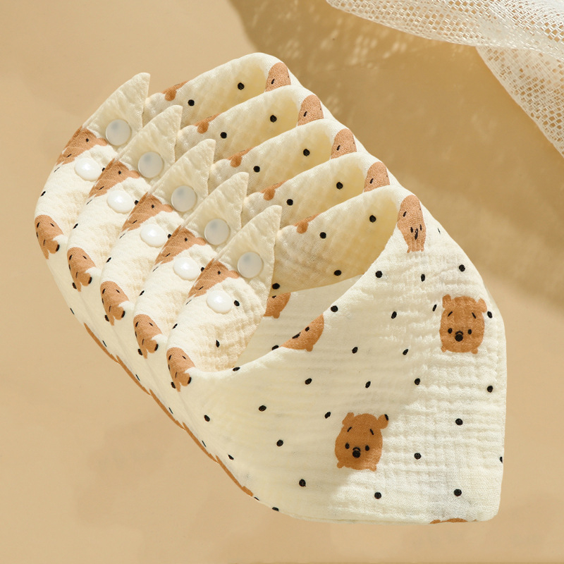 5 τεμάχια βρεφικά μούσλιν βαμβακερά – απαλές, φιλικές προς το δέρμα, απορροφητικές, με μοτίβο καρτούν-λουλούδι, για νεογνά 0–12 μηνών