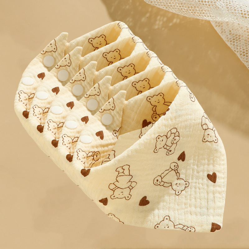 5 τεμάχια βρεφικά μούσλιν βαμβακερά – απαλές, φιλικές προς το δέρμα, απορροφητικές, με μοτίβο καρτούν-λουλούδι, για νεογνά 0–12 μηνών