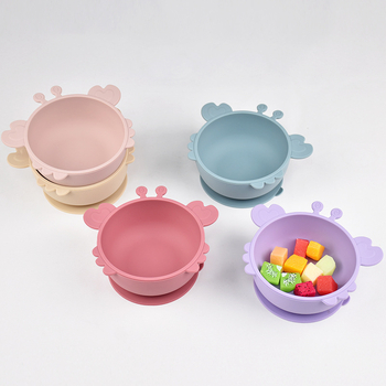 Maiya силиконова бебешка купа с вакуумна основа под формата на краб – хранителен силикон, съд за хранене за бебета над 6 месеца