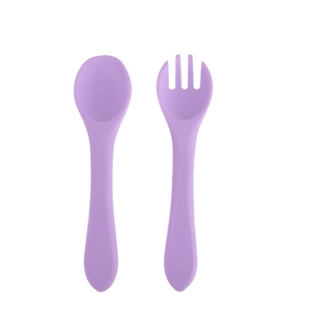 Silikonski set žličice i vilice za bebe, 2 komada, mekani trening pribor za hranjenje od 3 mjeseca