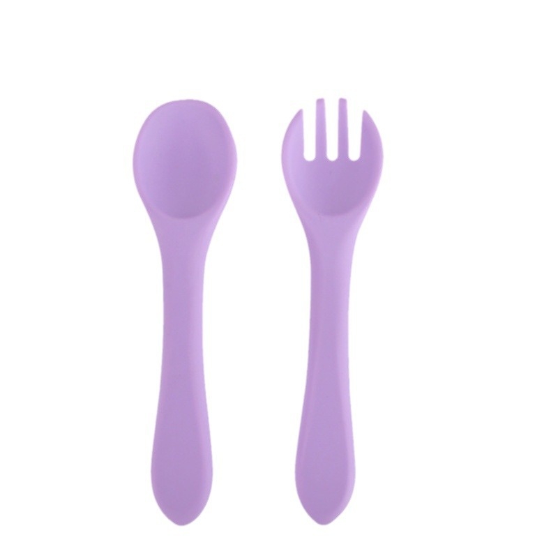 Silikonski set žličice i vilice za bebe, 2 komada, mekani trening pribor za hranjenje od 3 mjeseca