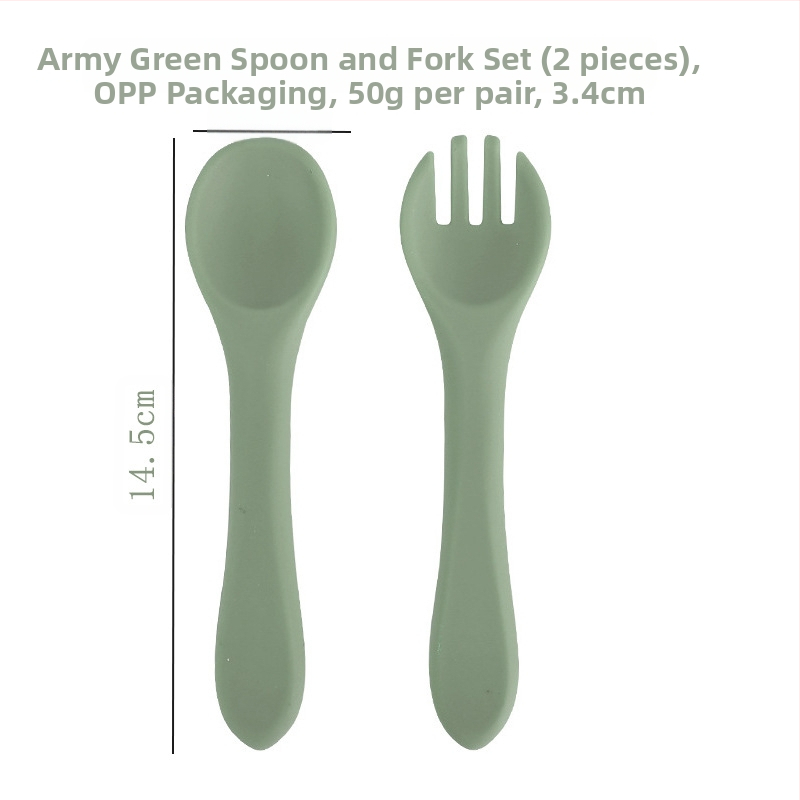 Silikonski set žličice i vilice za bebe, 2 komada, mekani trening pribor za hranjenje od 3 mjeseca