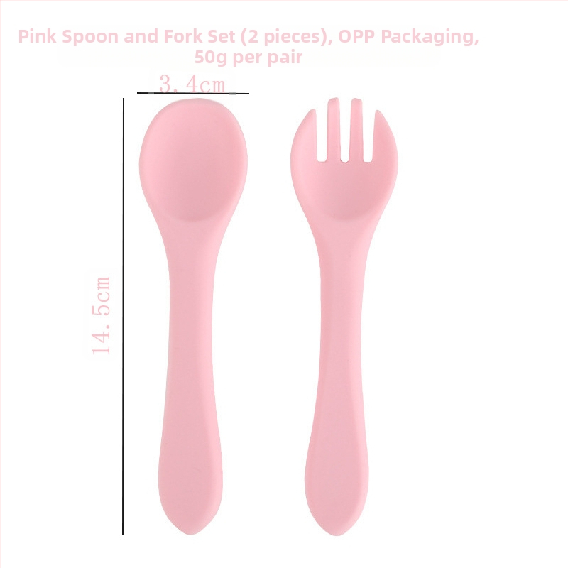 Silikonski set žličice i vilice za bebe, 2 komada, mekani trening pribor za hranjenje od 3 mjeseca