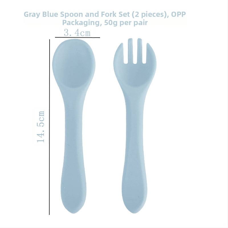 Silikonski set žličice i vilice za bebe, 2 komada, mekani trening pribor za hranjenje od 3 mjeseca