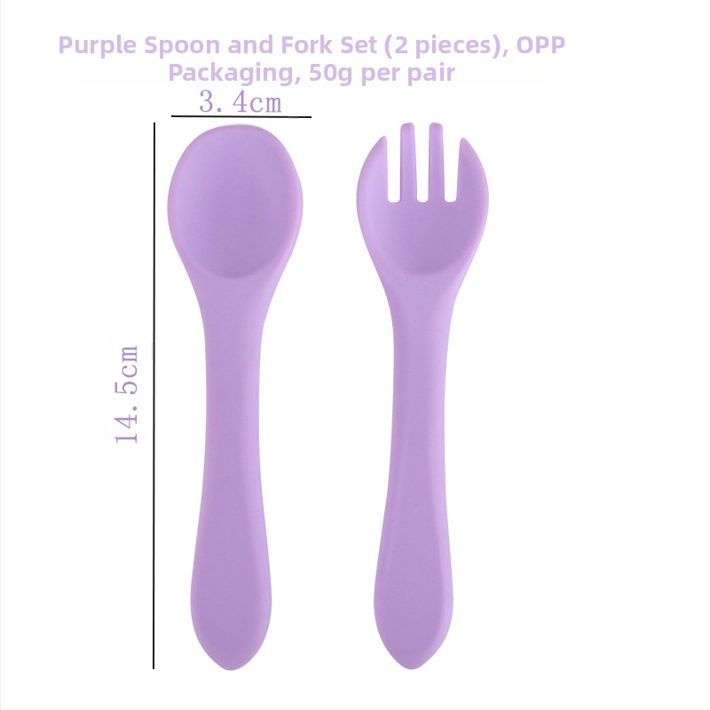 Silikonski set žličice i vilice za bebe, 2 komada, mekani trening pribor za hranjenje od 3 mjeseca