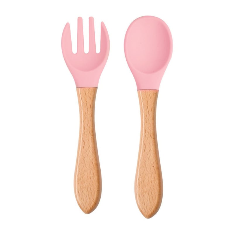 Silikonski set žličice i vilice za bebe, 2 komada, mekani trening pribor za hranjenje od 3 mjeseca