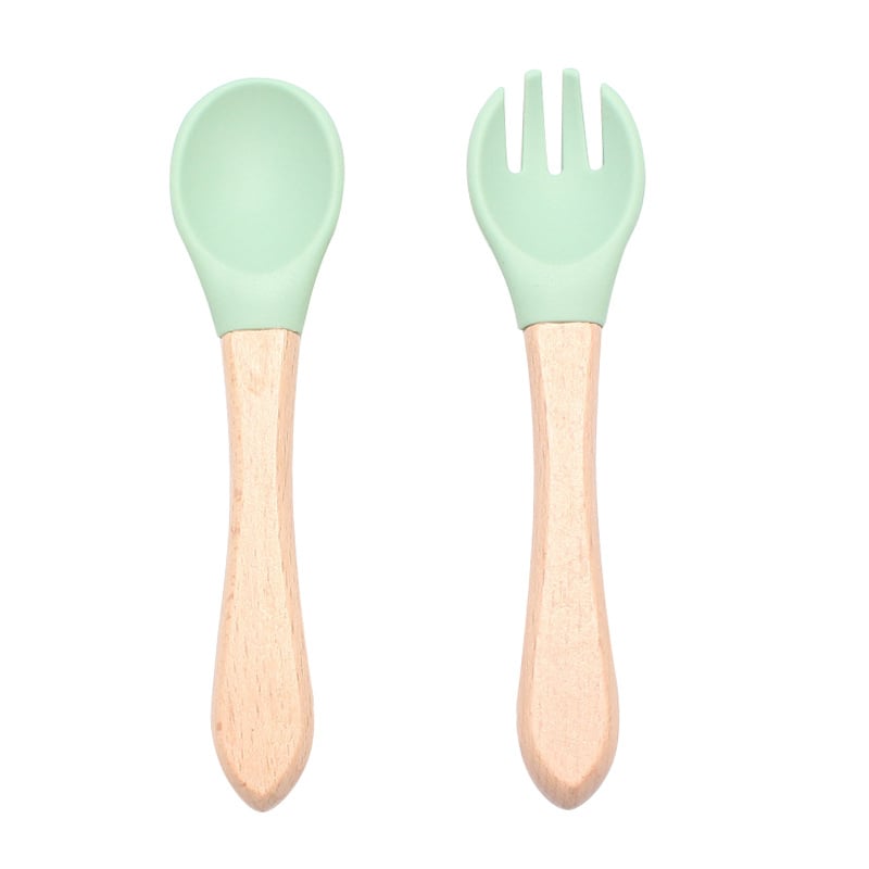 Silikonski set žličice i vilice za bebe, 2 komada, mekani trening pribor za hranjenje od 3 mjeseca
