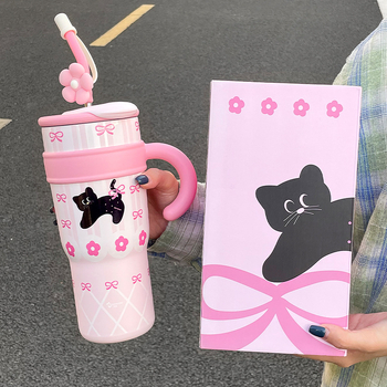 Termosas puodelis su 316 nerūdijančio plieno vidumi, 304 nerūdijančio plieno korpusas, su rankena, izoliacija iki 6 valandų, šiuolaikiškas dizainas