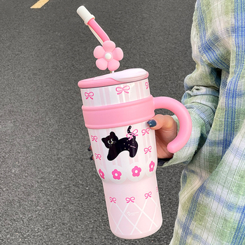 Termosas puodelis su 316 nerūdijančio plieno vidumi, 304 nerūdijančio plieno korpusas, su rankena, izoliacija iki 6 valandų, šiuolaikiškas dizainas