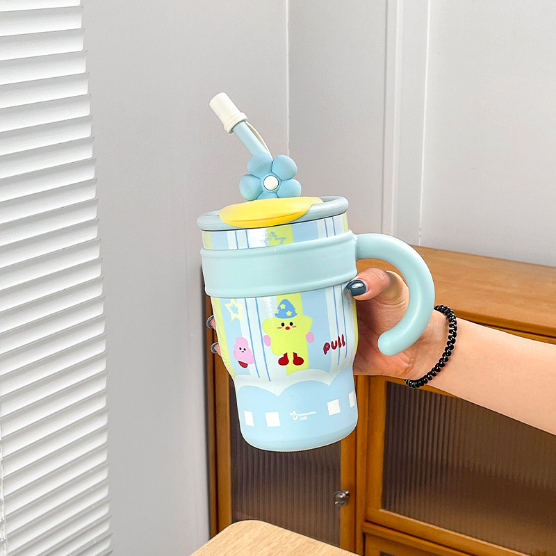 Termosas puodelis su 316 nerūdijančio plieno vidumi, 304 nerūdijančio plieno korpusas, su rankena, izoliacija iki 6 valandų, šiuolaikiškas dizainas