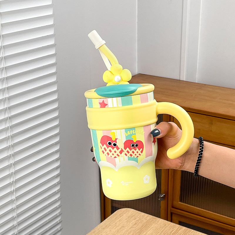 Termosas puodelis su 316 nerūdijančio plieno vidumi, 304 nerūdijančio plieno korpusas, su rankena, izoliacija iki 6 valandų, šiuolaikiškas dizainas