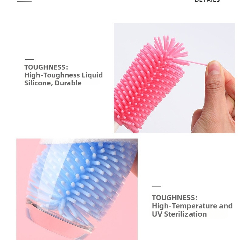 Комплект четки за бебешка бутилка: силиконова въртяща се четка за почистване, четка за соска и четка за тръба