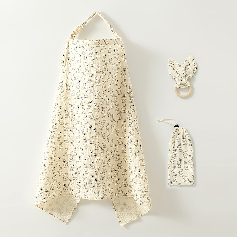 Žindymo cape su geometriniu piešiniu, medvilnė, be rankovių, apvalus kaklo iškirpimas, vidutinio ilgio