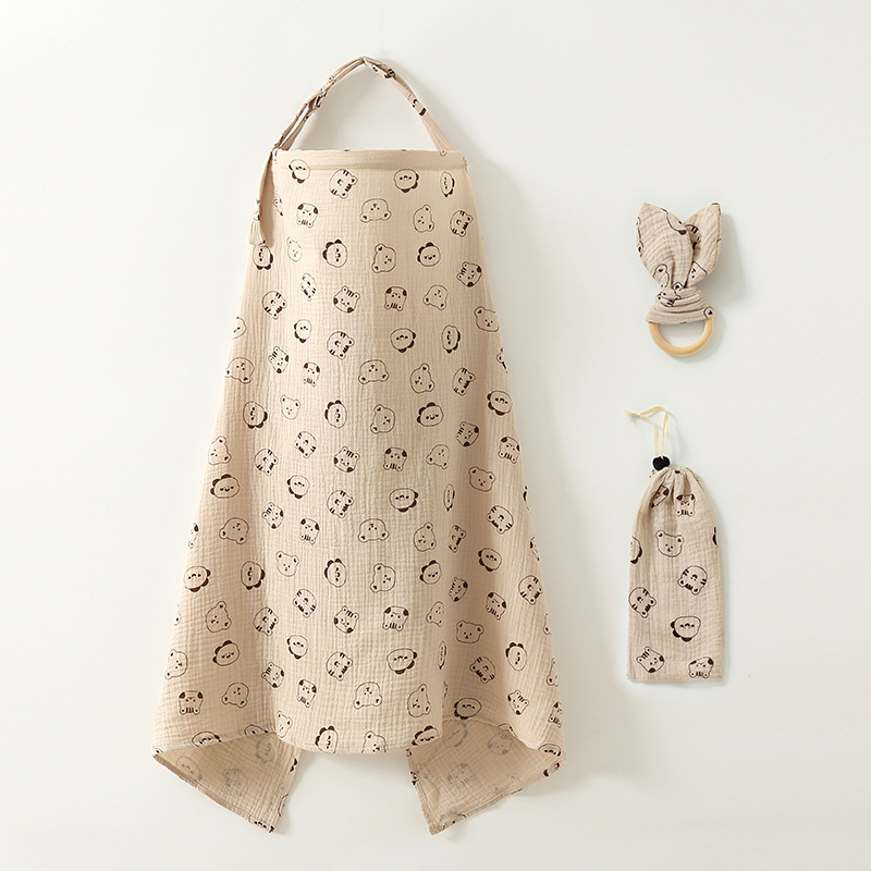 Žindymo cape su geometriniu piešiniu, medvilnė, be rankovių, apvalus kaklo iškirpimas, vidutinio ilgio