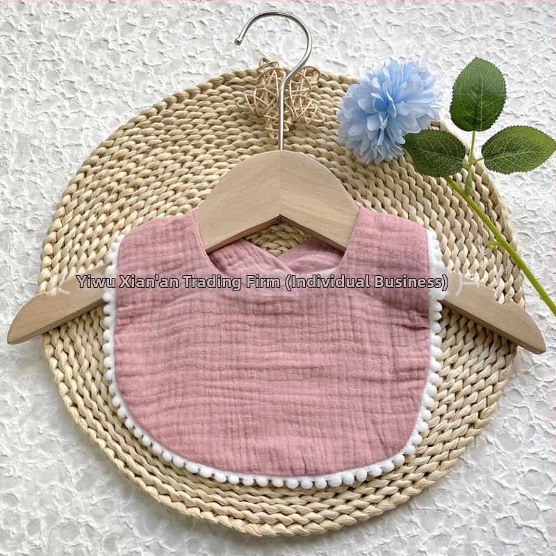 Kūdikių seilių servetėlė iš medvilnės marle, dviejų sluoksnių seersucker audinys su siuvinėjimu, skirtas kūdikiams 1–3 metų (80–100 cm), svoris 0,05 kg