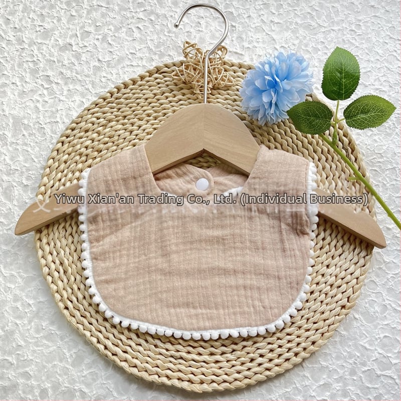 Kūdikių seilių servetėlė iš medvilnės marle, dviejų sluoksnių seersucker audinys su siuvinėjimu, skirtas kūdikiams 1–3 metų (80–100 cm), svoris 0,05 kg