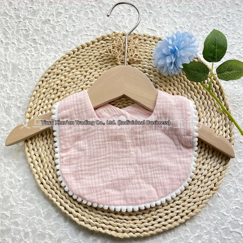 Kūdikių seilių servetėlė iš medvilnės marle, dviejų sluoksnių seersucker audinys su siuvinėjimu, skirtas kūdikiams 1–3 metų (80–100 cm), svoris 0,05 kg