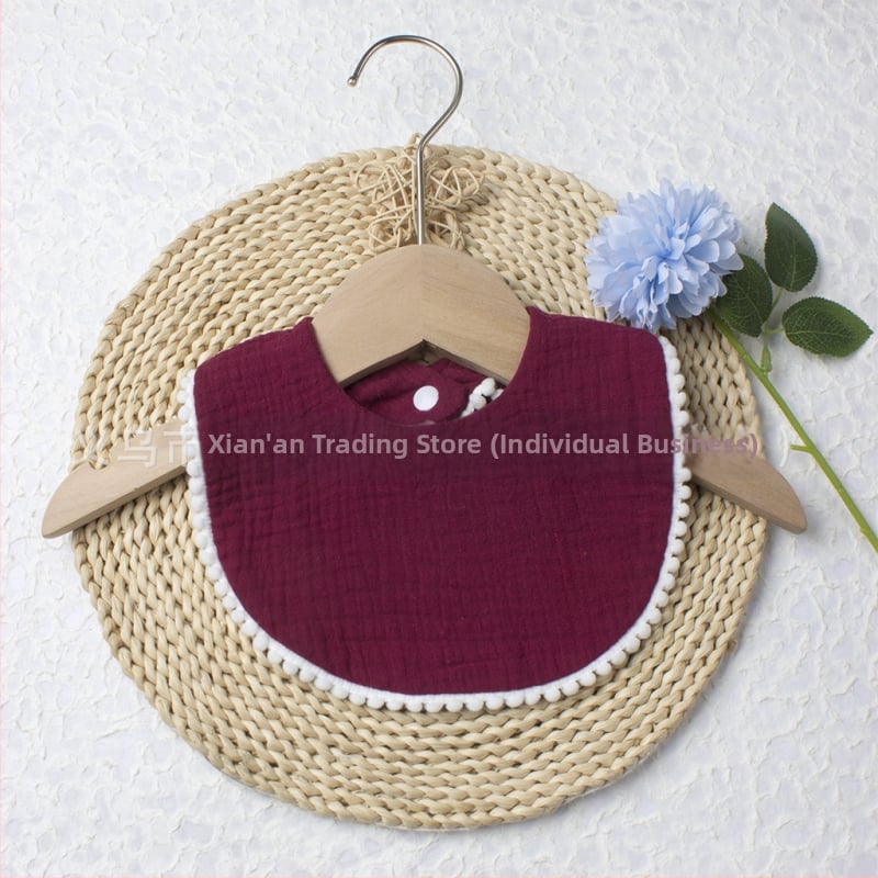 Kūdikių seilių servetėlė iš medvilnės marle, dviejų sluoksnių seersucker audinys su siuvinėjimu, skirtas kūdikiams 1–3 metų (80–100 cm), svoris 0,05 kg