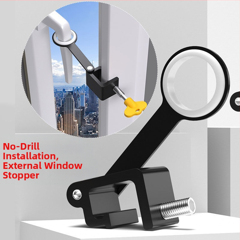Прозоречен заключващ механизъм за безопасност, без пробиви, защита за деца, от алуминиева сплав и пластмаса, за външни прозорци, марка Deyibao