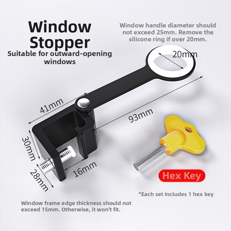 Прозоречен заключващ механизъм за безопасност, без пробиви, защита за деца, от алуминиева сплав и пластмаса, за външни прозорци, марка Deyibao