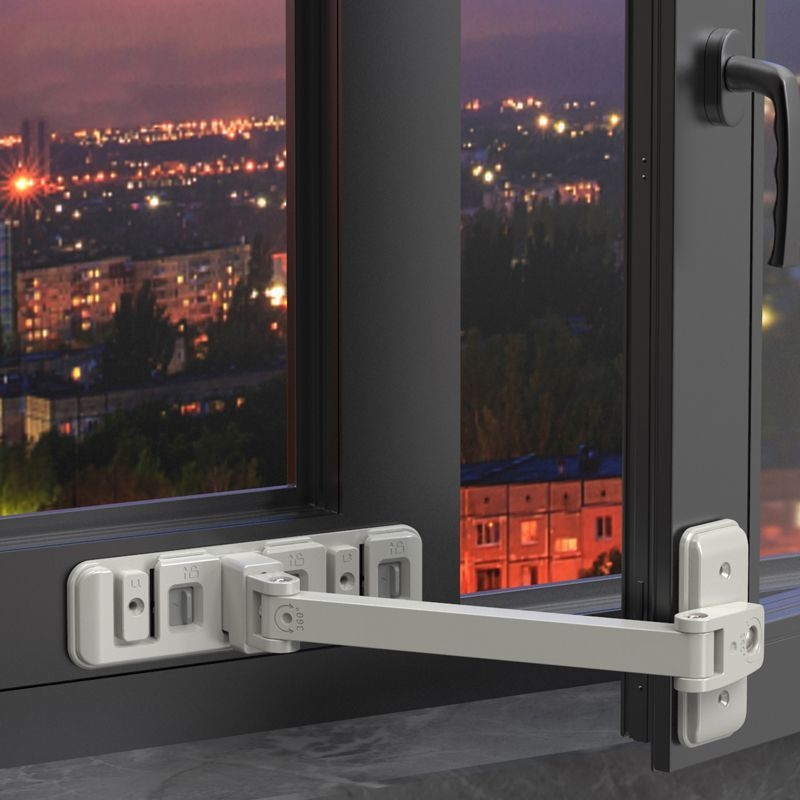 Прозоречен заключващ механизъм за безопасност, без пробиви, защита за деца, от алуминиева сплав и пластмаса, за външни прозорци, марка Deyibao
