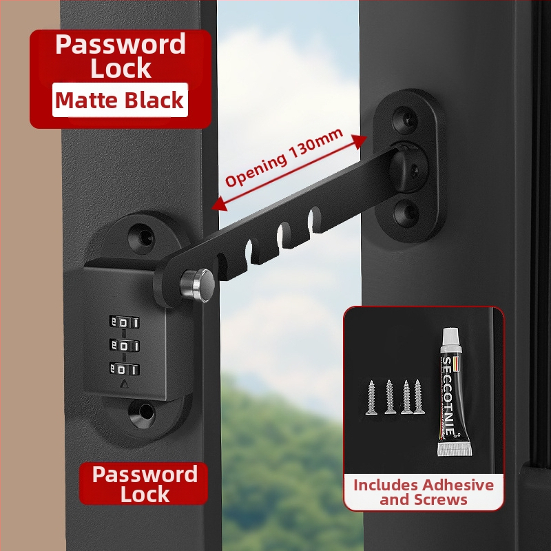 Прозоречен заключващ механизъм за безопасност, без пробиви, защита за деца, от алуминиева сплав и пластмаса, за външни прозорци, марка Deyibao