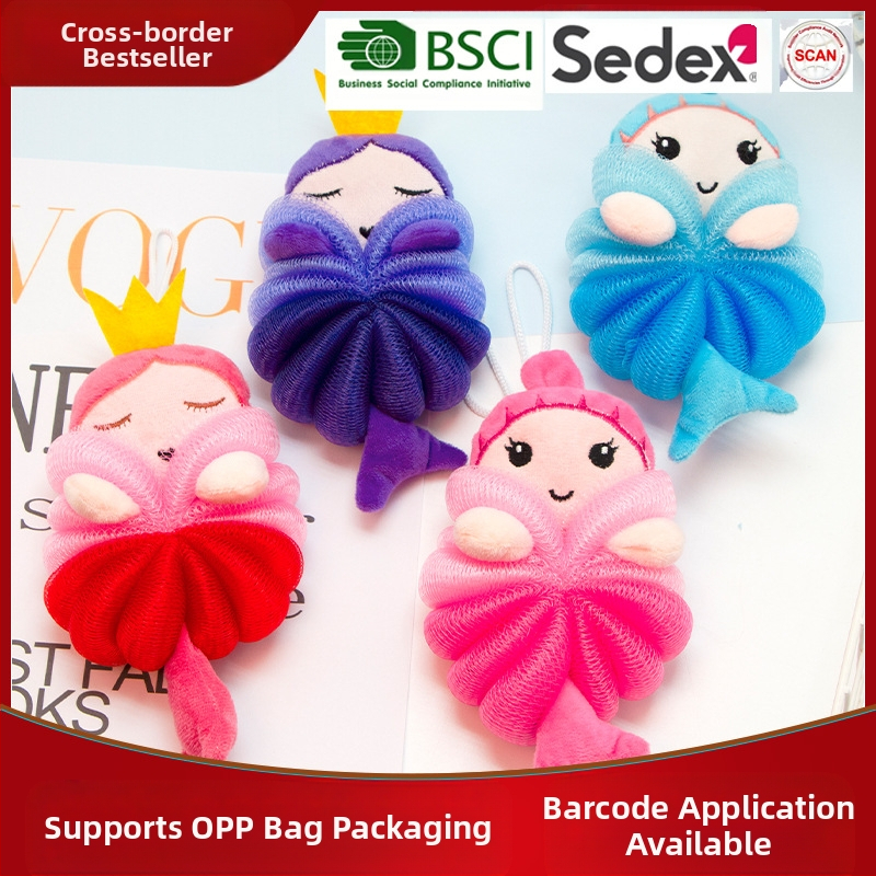 Vaikams cartoon vonios kamuolys su putų tinkleliu ir gėlės dizainu — undinės motyvas, PE medžiaga, universalus naudojimas, pritaikymas įmanomas