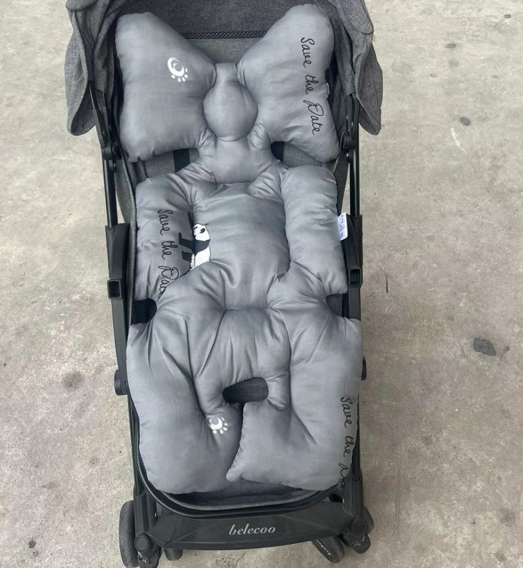 Belshu Medvilninė pagalvė vežimėliui kūdikiams — medvilnės sėdynės pagalvėlė, universalus tvirtinimas