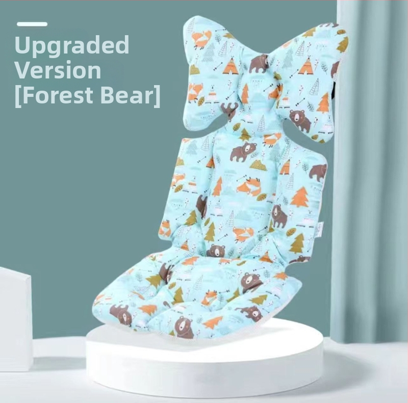 Belshu Medvilninė pagalvė vežimėliui kūdikiams — medvilnės sėdynės pagalvėlė, universalus tvirtinimas