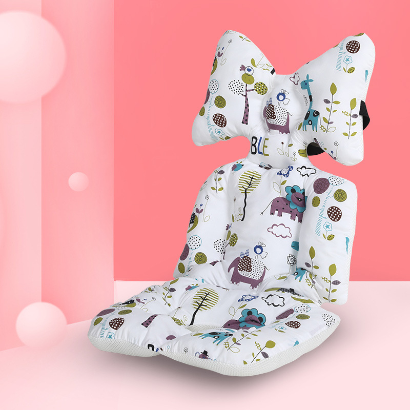 Belshu Medvilninė pagalvė vežimėliui kūdikiams — medvilnės sėdynės pagalvėlė, universalus tvirtinimas