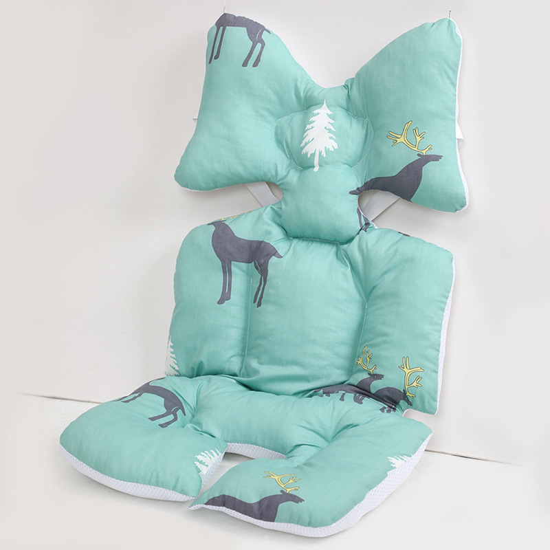 Belshu Medvilninė pagalvė vežimėliui kūdikiams — medvilnės sėdynės pagalvėlė, universalus tvirtinimas