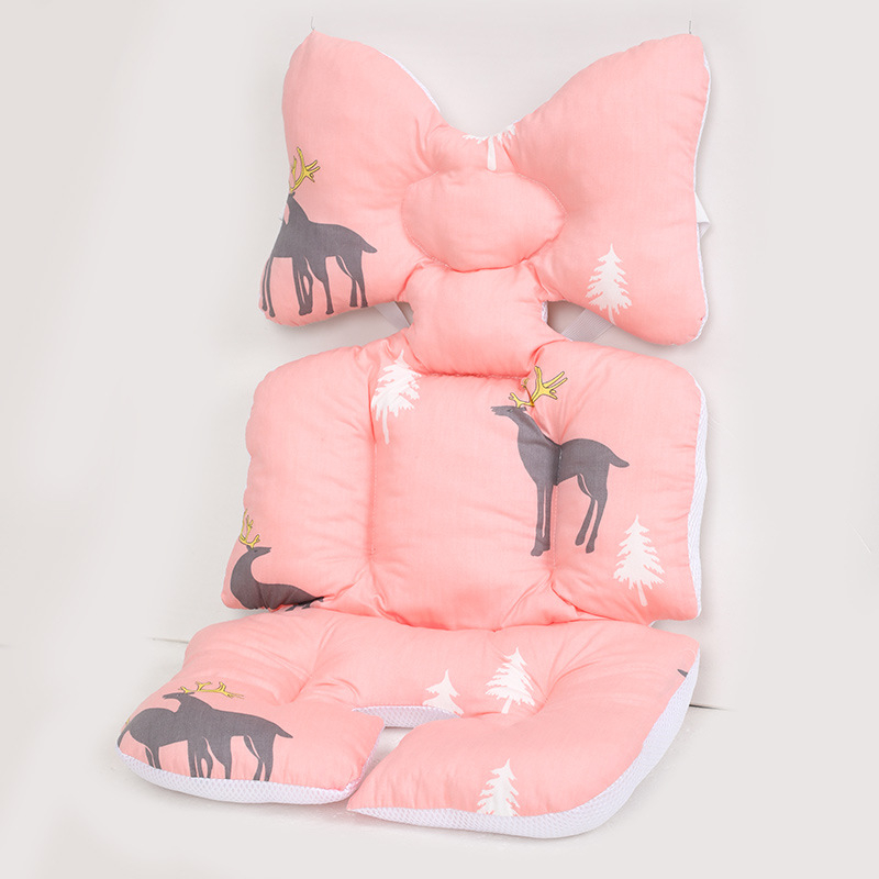 Belshu Medvilninė pagalvė vežimėliui kūdikiams — medvilnės sėdynės pagalvėlė, universalus tvirtinimas