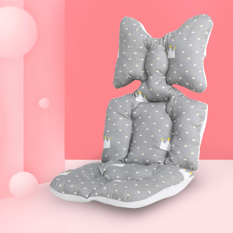 Belshu Medvilninė pagalvė vežimėliui kūdikiams — medvilnės sėdynės pagalvėlė, universalus tvirtinimas