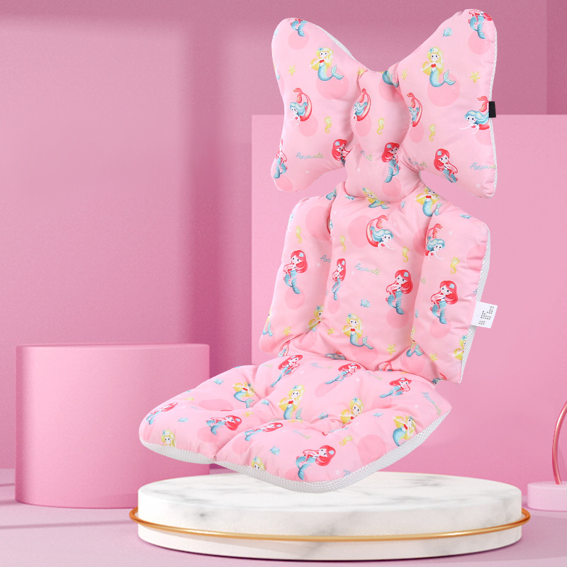 Belshu Medvilninė pagalvė vežimėliui kūdikiams — medvilnės sėdynės pagalvėlė, universalus tvirtinimas