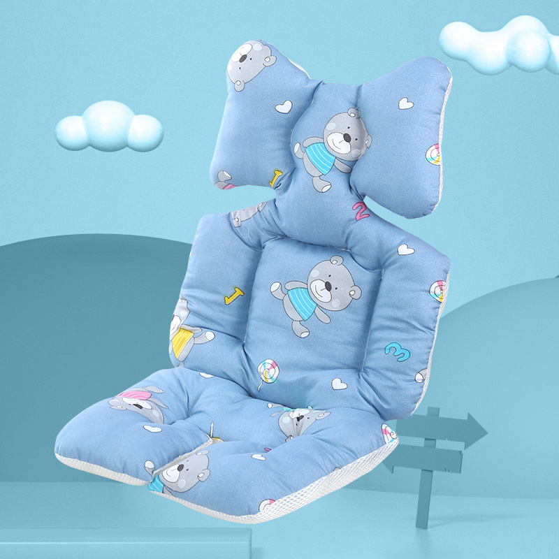 Belshu Medvilninė pagalvė vežimėliui kūdikiams — medvilnės sėdynės pagalvėlė, universalus tvirtinimas