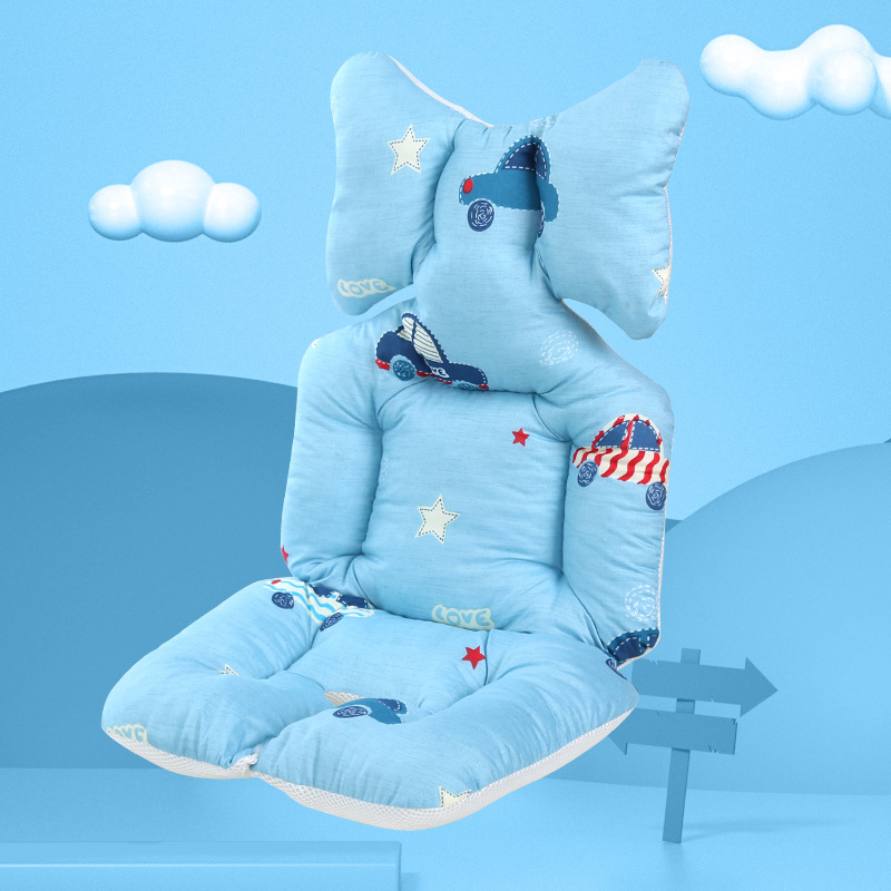 Belshu Medvilninė pagalvė vežimėliui kūdikiams — medvilnės sėdynės pagalvėlė, universalus tvirtinimas