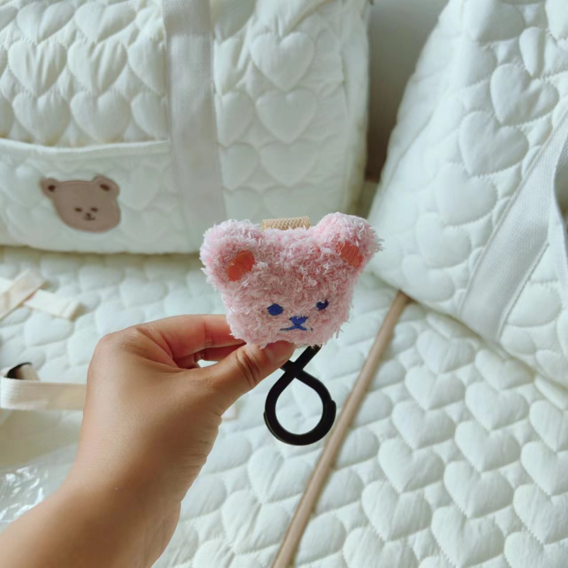 Vežimėlio kablys su meškiuko galva iš pūkų, Korėjietiško stiliaus siuvinėjimas, Velcro tvirtinimas — Kategorija: Dalys, Medžiaga: Pliušas, Prekės ženklas: Kita, Importuotas: Ne