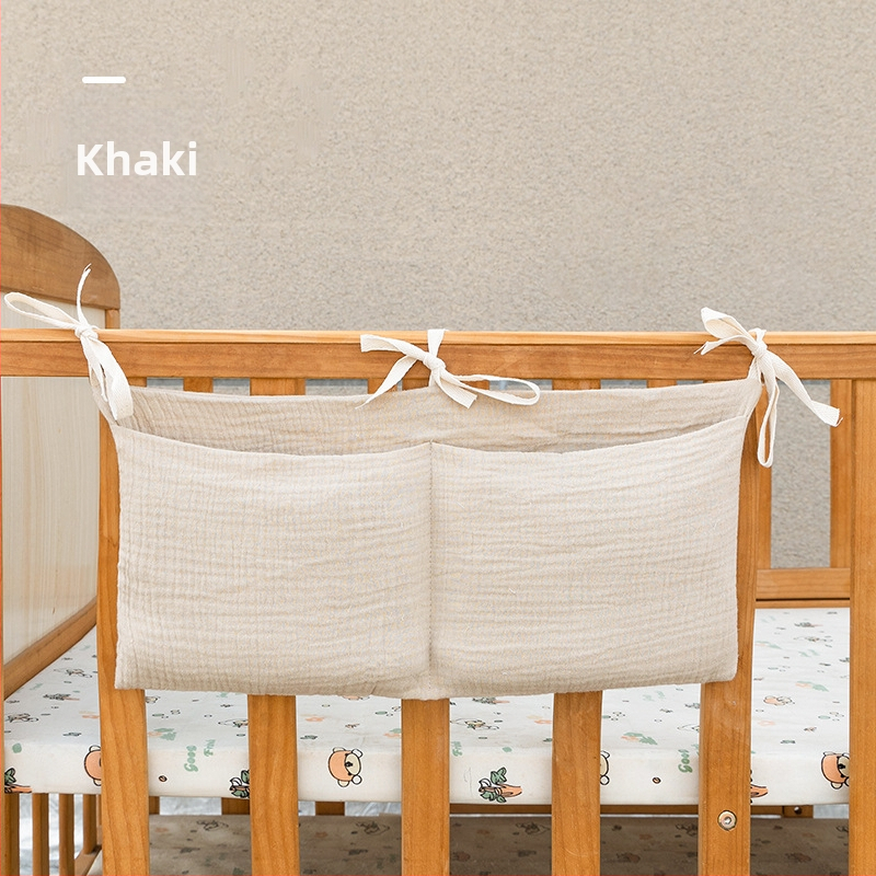 Dviejų sluoksnių medvilninė vaiko šono laikymo kišenė, su dviem kišenėmis, kabinama ant vežimėlio, su spauda buteliukui