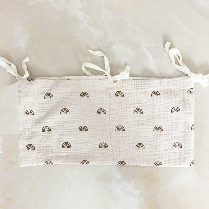 Dviejų sluoksnių medvilninė vaiko šono laikymo kišenė, su dviem kišenėmis, kabinama ant vežimėlio, su spauda buteliukui