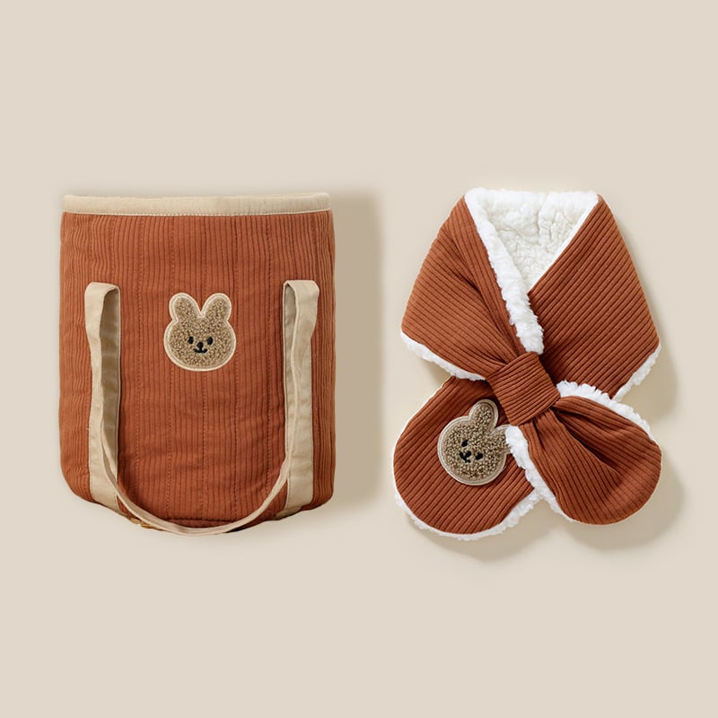 Παιδικό γούνινο κασκόλ — Βαμβάκι, ζεστό, χειμώνας, ιαπωνοκορεϊτικό στυλ γλυκύτητας, τετράγωνο σχήμα