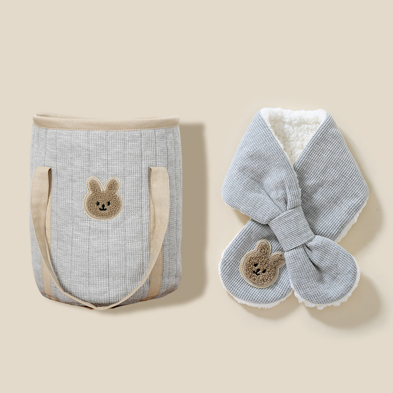 Παιδικό γούνινο κασκόλ — Βαμβάκι, ζεστό, χειμώνας, ιαπωνοκορεϊτικό στυλ γλυκύτητας, τετράγωνο σχήμα